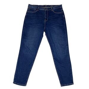 Curve Appeal Essential Skinny High Rise Rhinestone Jeans Womens 16/33 Dark Wash